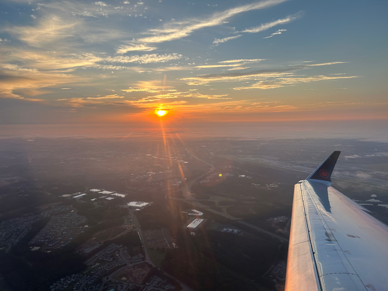 Life-changing year, sunrise scene from airplane